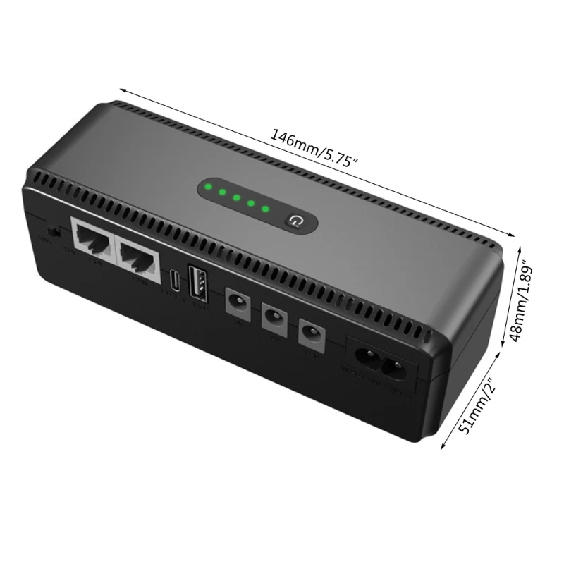 Fonte alimentação ininterrupta para DC5V, 9V, 12V Mini UPS Bateria Backup 10400mAh Capacidade para câmera roteador