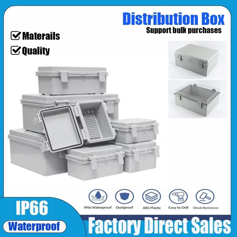 IP66 Gray/Transparent Electronic Box Instrument Hinge Case Waterproof Outdoor Distribution Enclosure Case PC Plastic