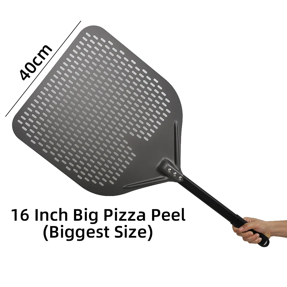 15 16 inch Big Pizza Peel Perforated Shovel paddle Metal Handle for Oven Turning Peel Kitchen Tools Baking Accessories