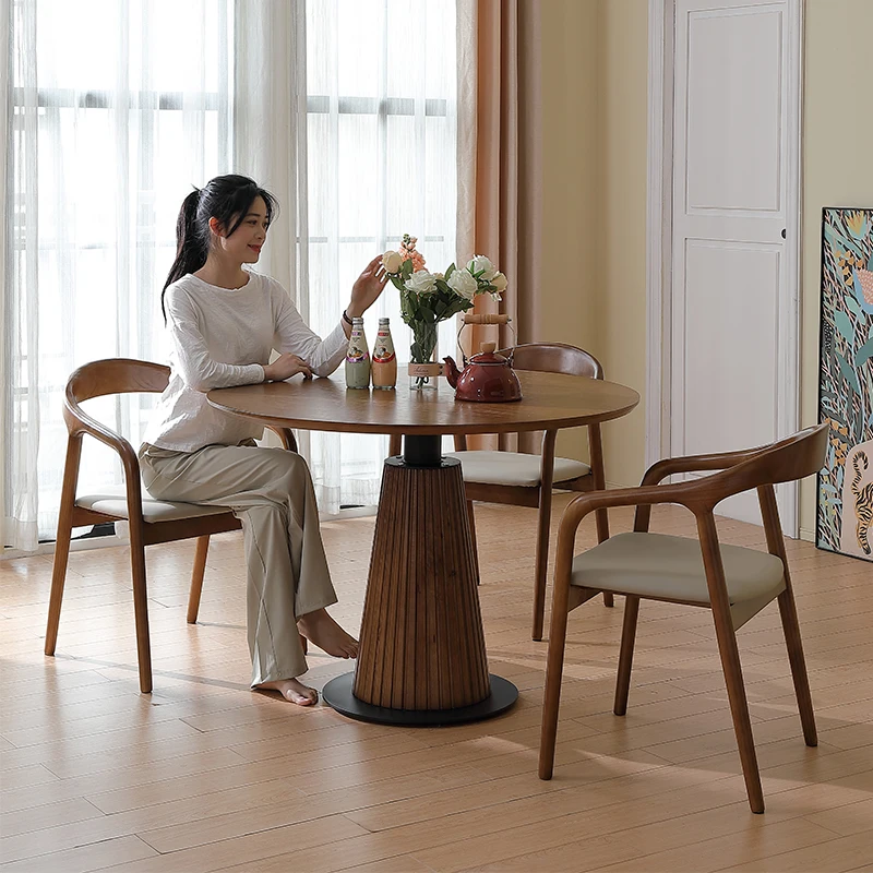 

Nordic Solid Wood Dining Tables Modern Simple Design Vintage Round Table Living Room Balcony Dining Room Furnitur Mesas FYDT
