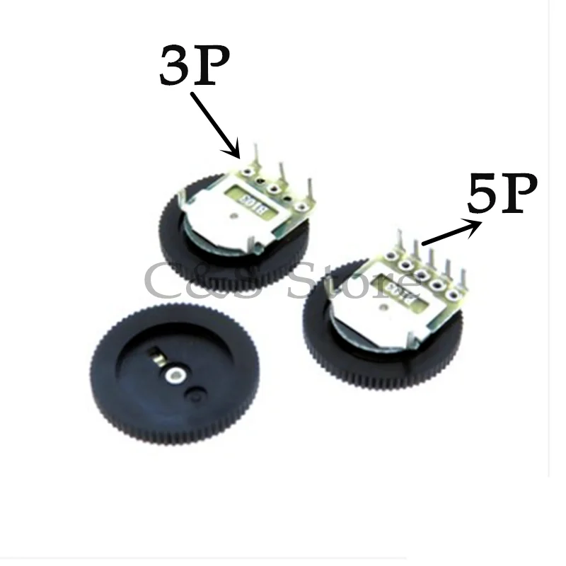 10pcs 3pin 5pin tuning potentiometer B102 B103 B203 B503 B202 B502 B104 1K 10K 20K 50K 16*2 Gear Dial Potentiomer volume switch