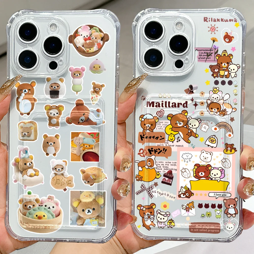 NEW Cute Cartoon Rilakkumas Card Hold Case for Samsung Galaxy A17 A07 A56 A36 A26 A55 A35 A06 A05 A24 A54 A15 A25 4G 5G Cover