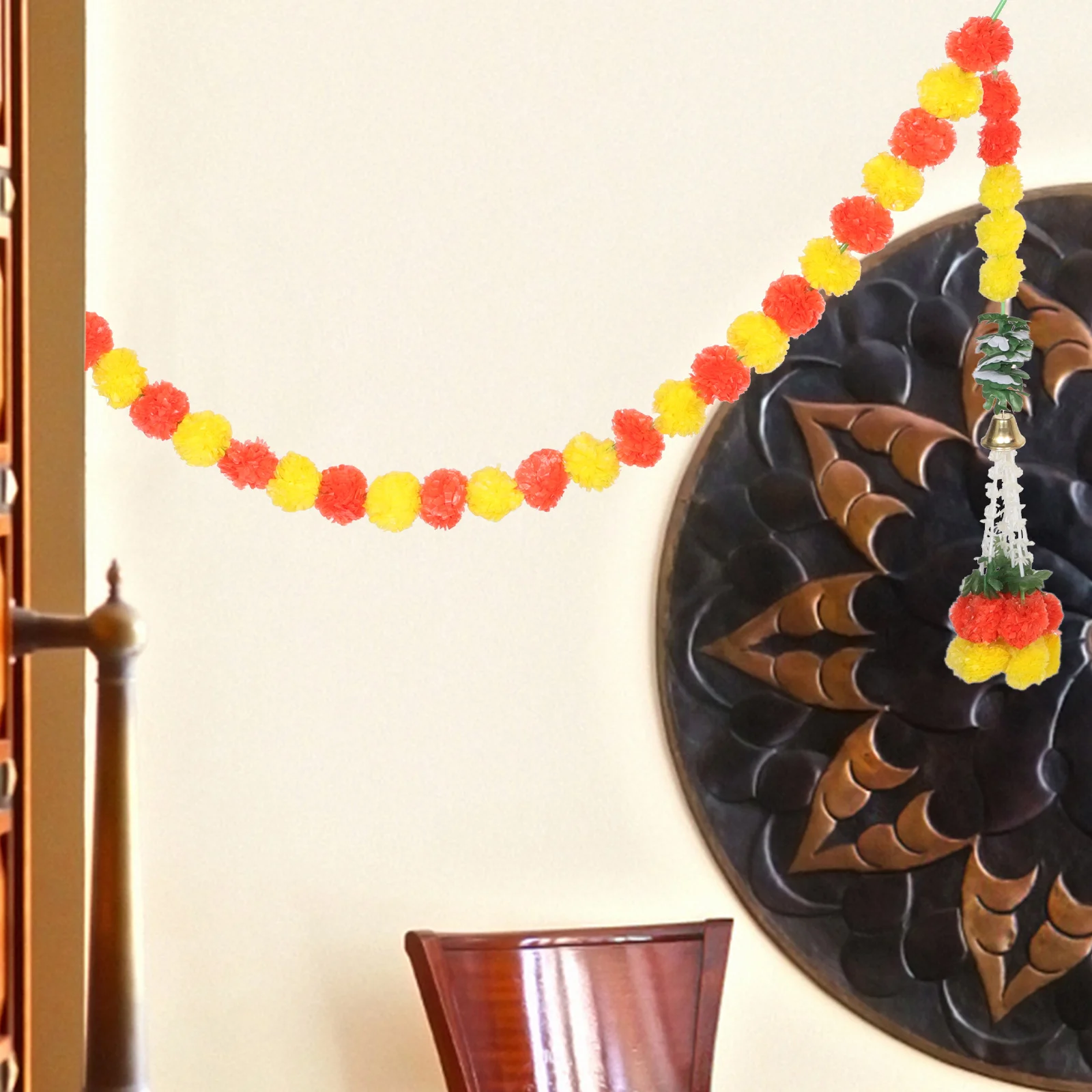 

Marigold Garland For Decoration Orange Yellow Artificial Flowers Festive Party Wedding Home Room Decor Day Of The Dead