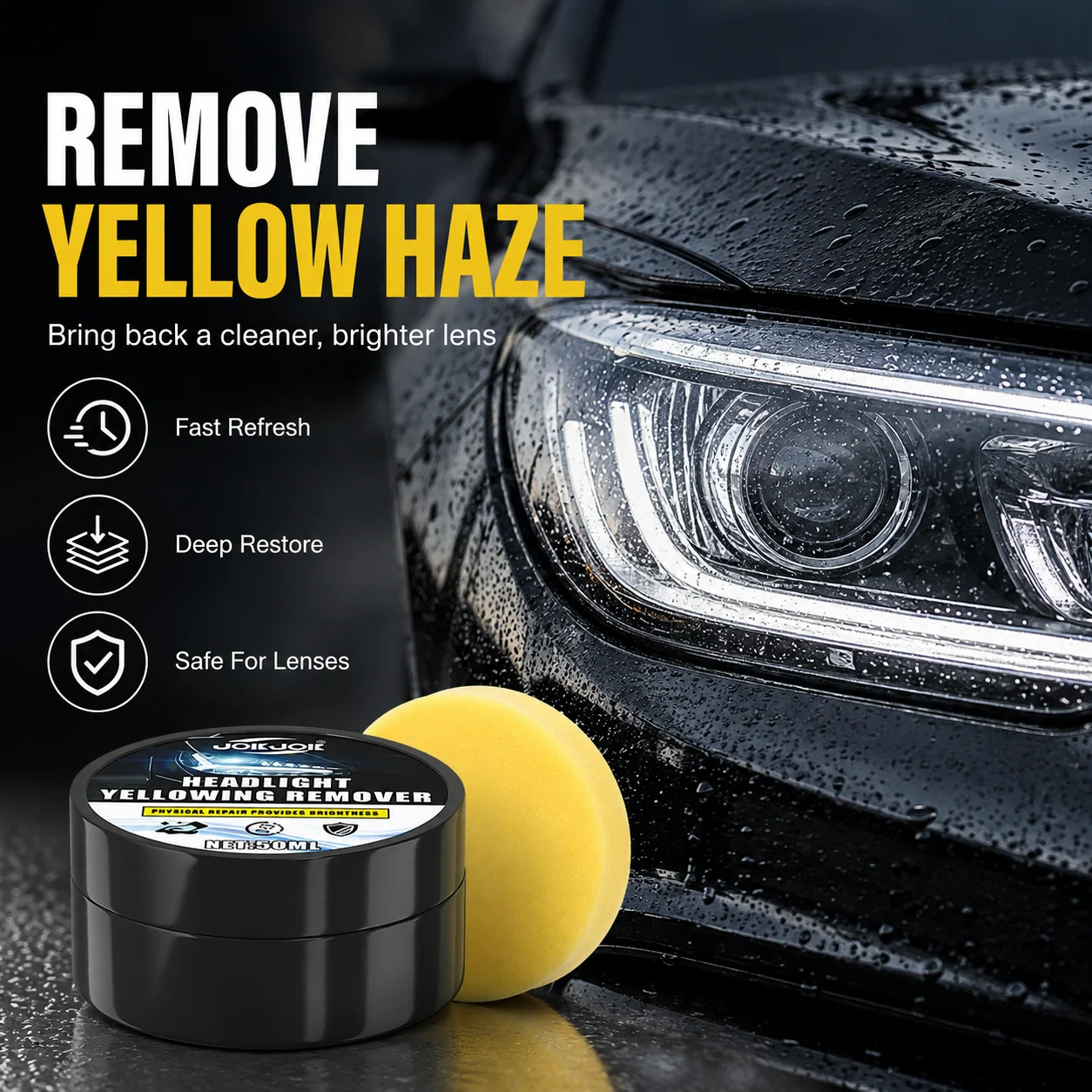 Car Headlight Restoration Repair Paste Kit Yellow Oxidation Remover Scratch Polishing Cream Anti Fade Restore Clear Bright Lamp