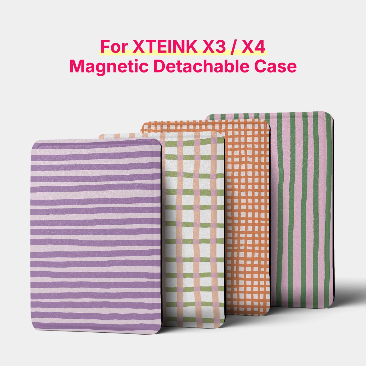 

Murmole Classic Stripe Magnetic Detachable Case suit for XTEINK X3 X4 TPU Clear Back Protective Skin Folio Shell Cover Guard