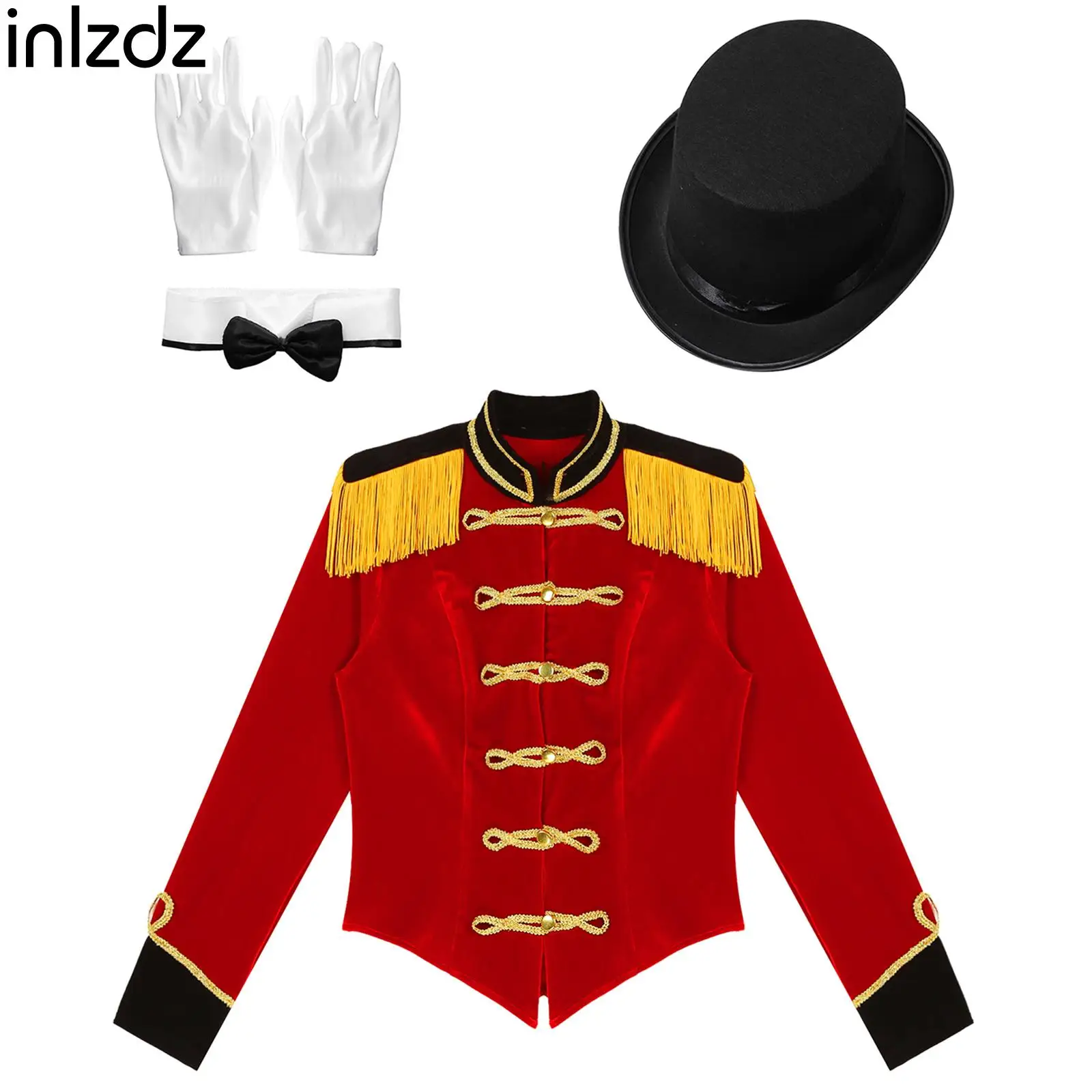 

Long Sleeve Circus Ringmaster Cosplay Costume Set Womens Themed Party Halloween Dress Up Carnival Performance Fashion Clothes