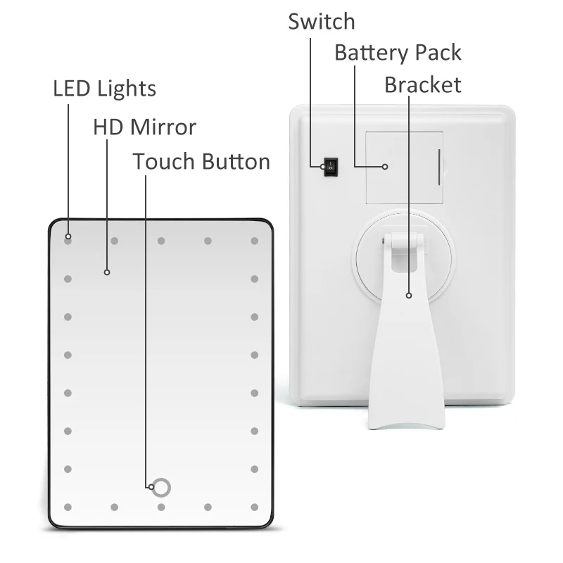 مرآة مكياج LED للمكتب مع تحكم باللمس وإضاءة 22 مصباح LED قابلة للتعتيم، حامل قابل للتعديل، لتطبيق المكياج المنزلي #2
