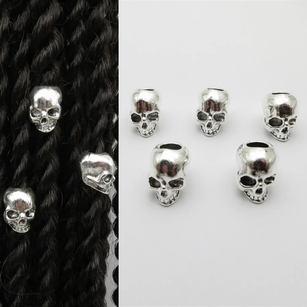 5pcs skull beads Viking Beard Beads Alloy Hair Beads for Braids, Hair Jewelry Dreadlock Decorations beads