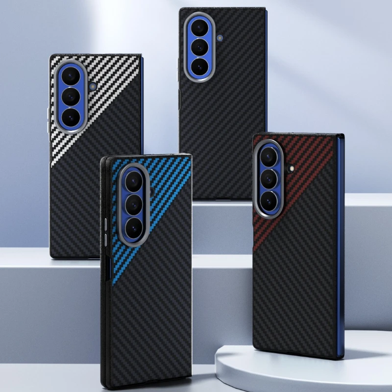 Magnetic Case For Samsung Galaxy Z Fold 8 Ultra Fashion Carbon Fiber Texture PU Leather Cover For Samsung Z Fold8 Ultra Funda