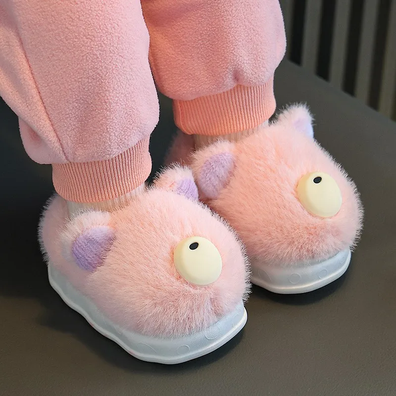 New Winter Kids Plush Slippers Cartoon Unicorn Children\'s Indoor Slides Non-Slip Soft Mule Girls Boys Warm House Cotton Shoes