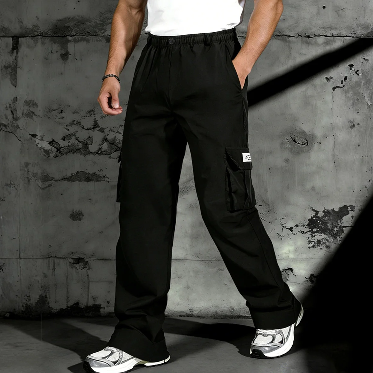 Pantalon cargo décontracté pour hommes, séchage rapide, respirant, résistant à l'usure, anti-boulochage, taille élastique, multi-poches, jambe droite, pantalon d'extérieur