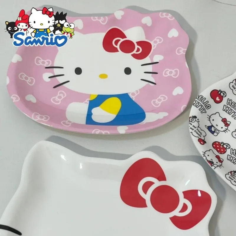 Sanrio Hello Kitty Cartoon Plate Cute Fruit Snack Plate Dish Children's Drop-proof Picnic Plate Home Dishes Utensils for Kitchen view 5