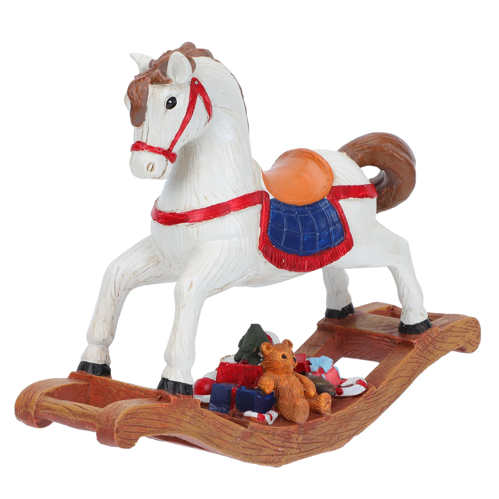 

1pc Hobbyhorse Xmas Decoration Tabletop Home Office Resin Hobbyhorse Shape Adornment Desktop Ornament Resin Desktop Ornament