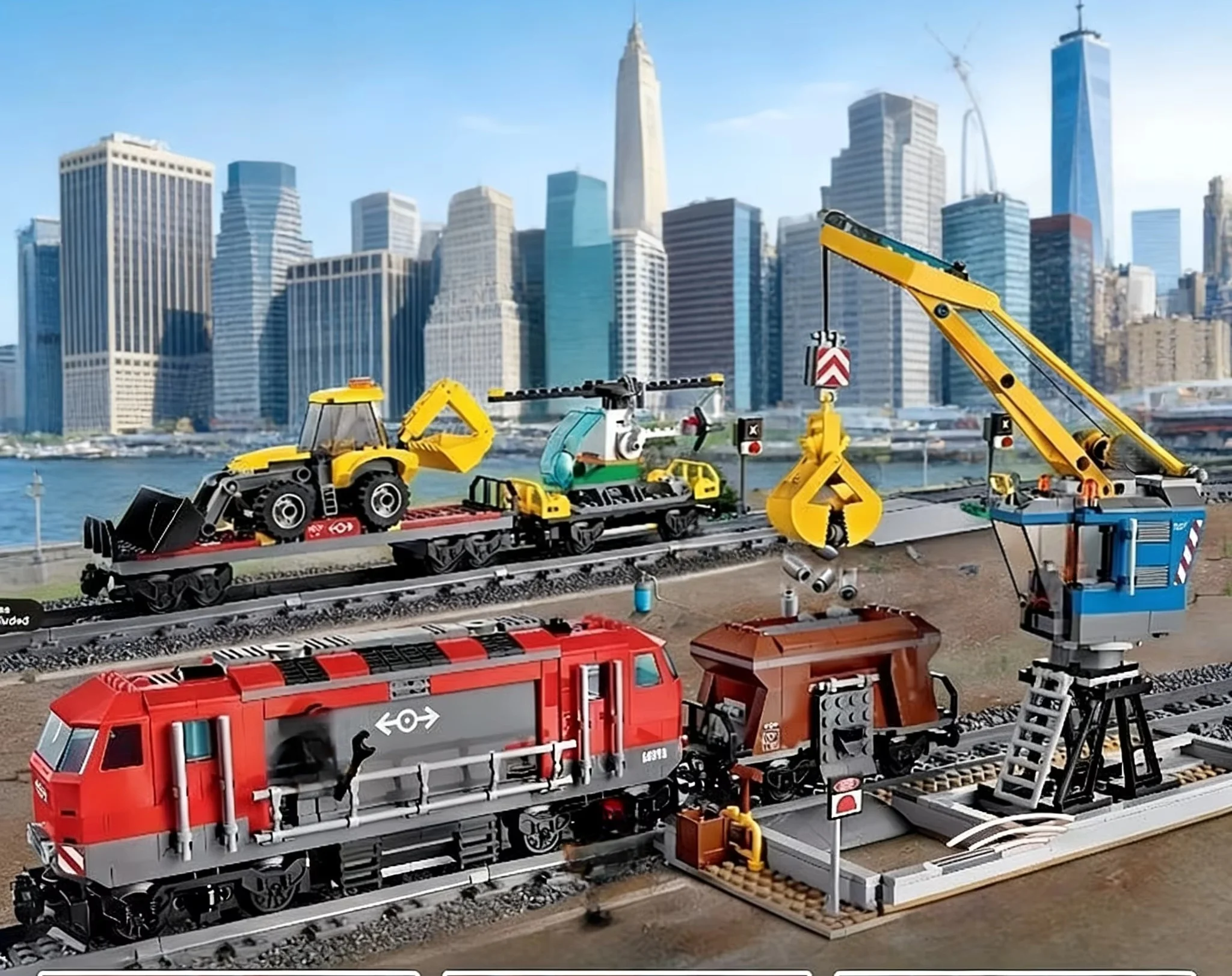 

New creative city remote control freight train model building blocks and male adult holiday gifts