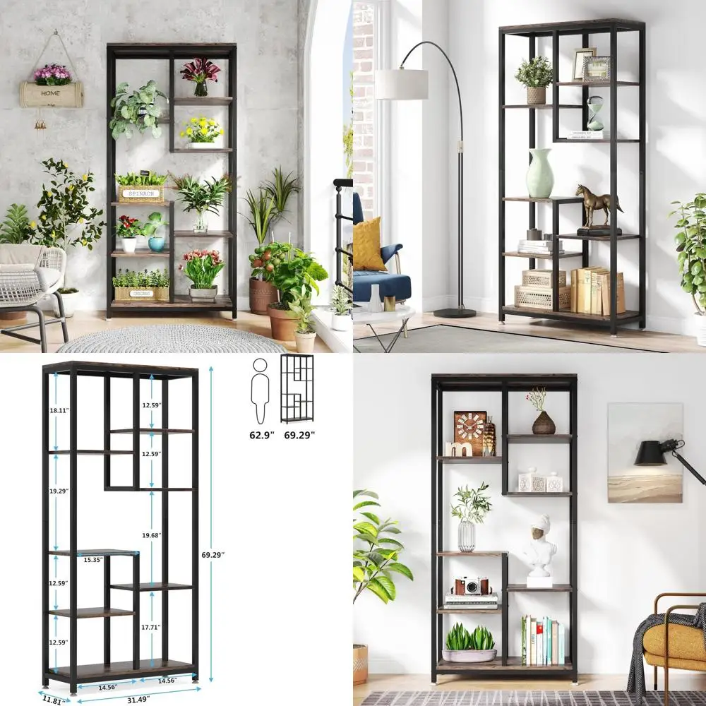 

6-Shelf Modern Bookcase for Home & Office, Storage Organizer for Books, CDs, Movies, and More