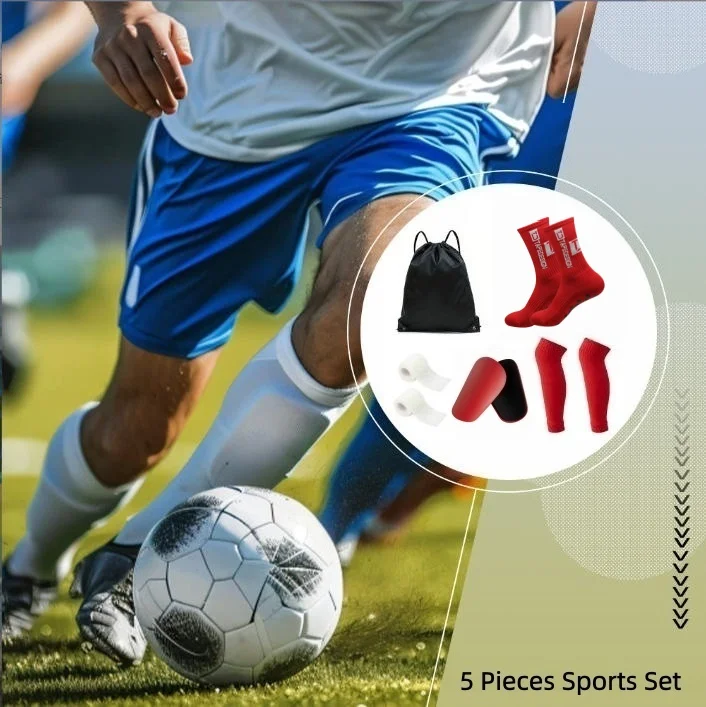 Football Full Protection Kit for Sports Accessory Anti‑Slip Sport Socks Shin Guards Calf Sleeves Ankle Tape Backpack Set
