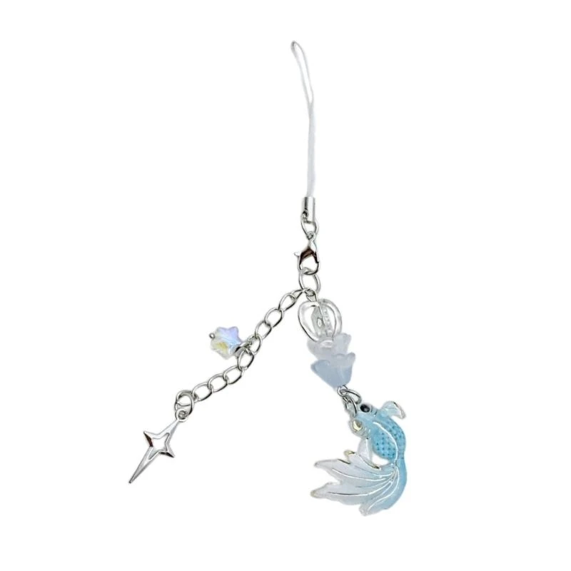

652F Colorful and Star Flower Pendant Keychain Acrylic Key Ring for Women Girls Trendy Bag Charm Phone Decoration
