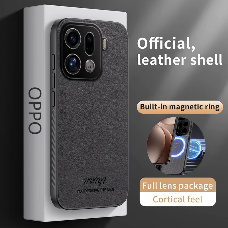 حافظة لهاتف OPPO Find X9 Pro حافظة جديدة للأعمال من الجلد العادي المغناطيسي المضاد للسقوط غطاء رفيع للغاية لهاتف FindX9 ممتص للصدمات Funda #1