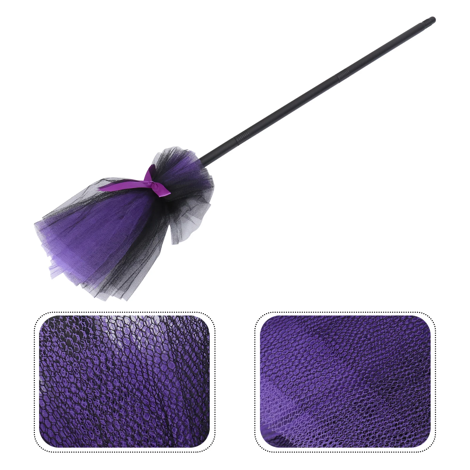 Witch Broomstick Halloween Performance Prop Straw Purple Plastic Besom Toddler Girl