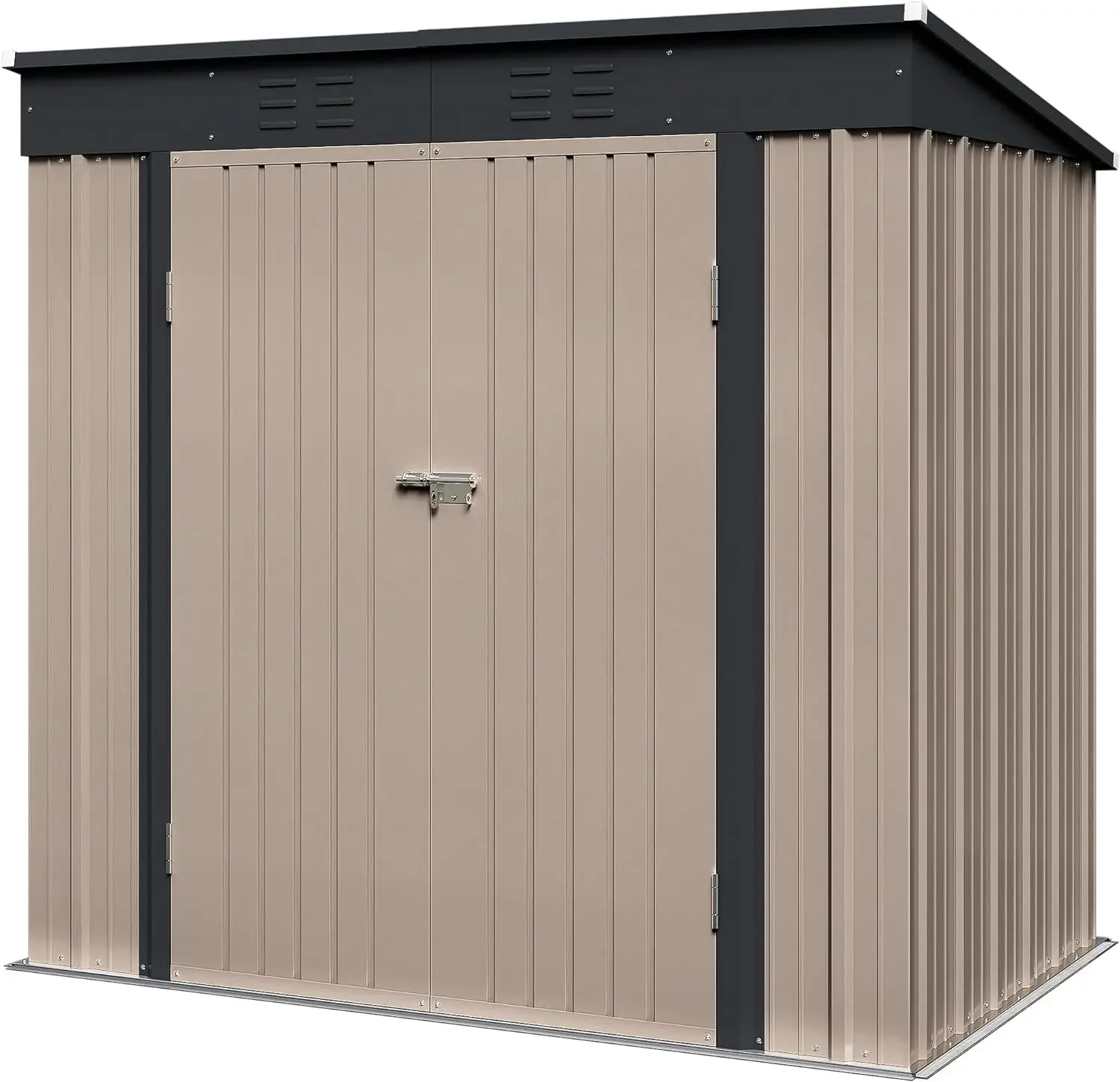 6 x 4 FT Outdoor Storage Shed, Metal Garden Tool Sheds & Outdoor Storage House for Patio Lawn, Backyard, Garden (Brown)