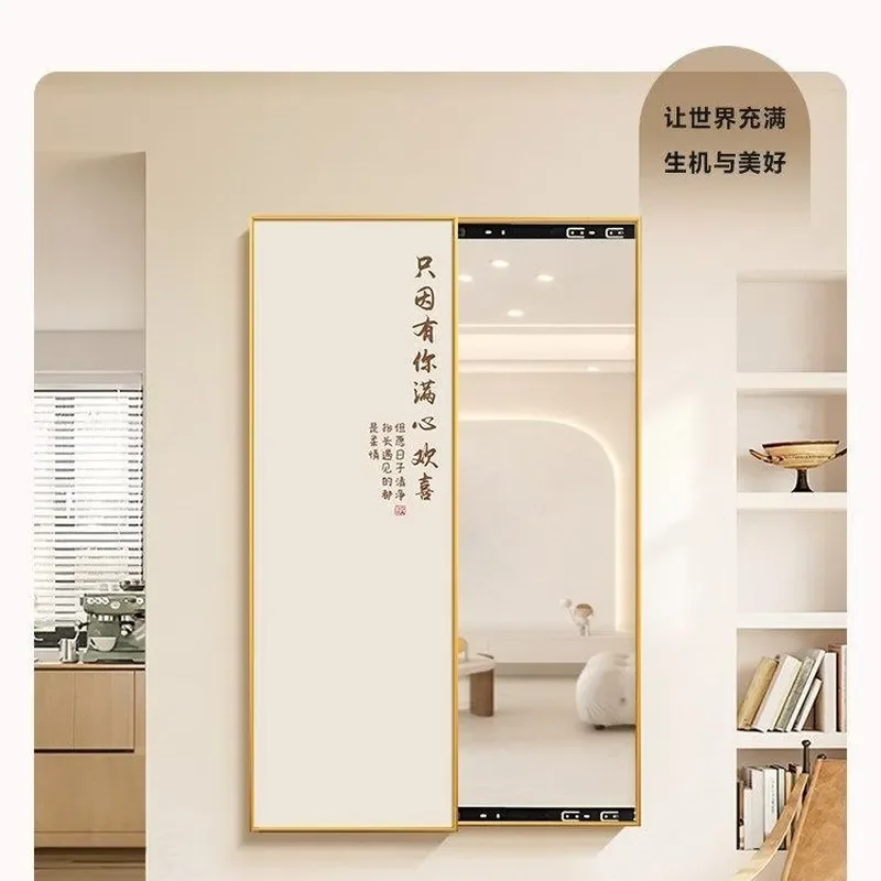 For Wall Mounted Full Length Mirror Golden Frame Push Pull Fitting Hidden Entrance Ethnic Style Full Body Mirror Home Decor