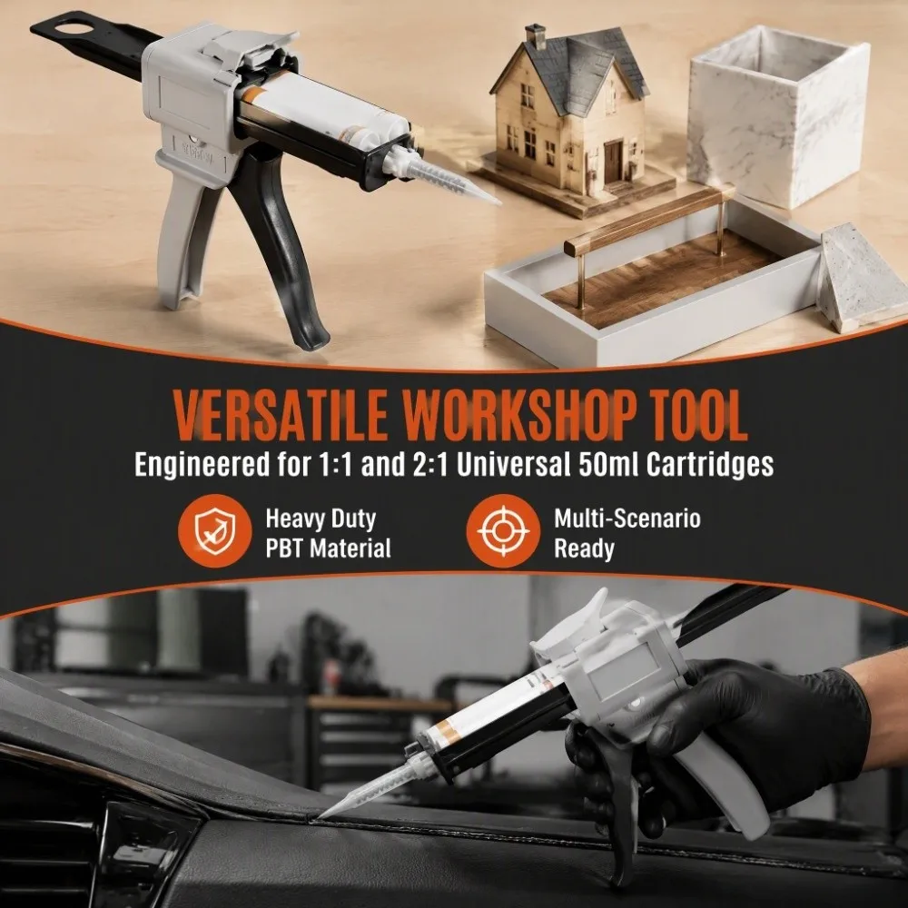 50ML AB Glue Gun Universal Fit 1:1 and 2:1 Ratio Dispensing Gun Kit Handle Tool Impression Mixing Adhesive Dispenser Gun