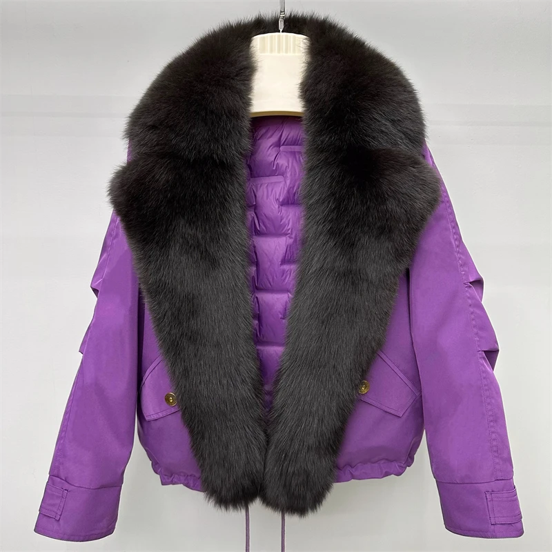 معطف نسائي جديد لشتاء 2025 من فرو الثعلب وياقة كبيرة من الفرو معطف y2k عالي الجودة موضة عالية الشارع سميكة للدفء فطيرة التغلب #6