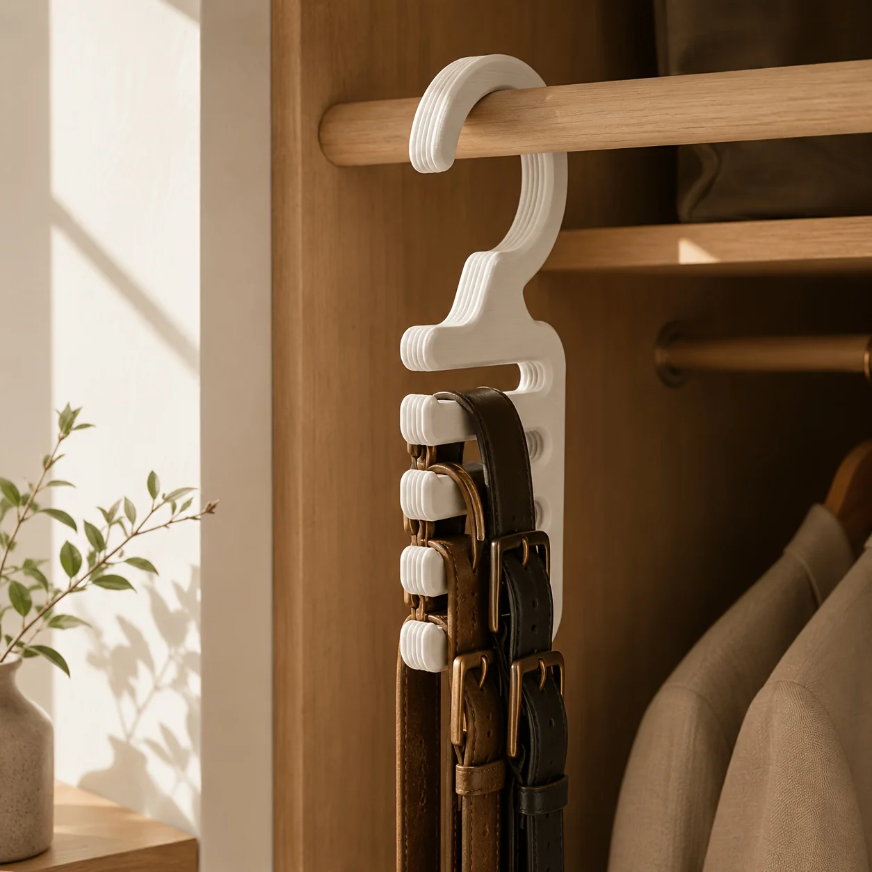 3D Printed Vertical Wall/Over Door Multi-Layer Hook, Space-Saving Organizer for Ties, Belts, Scarves & Camisoles