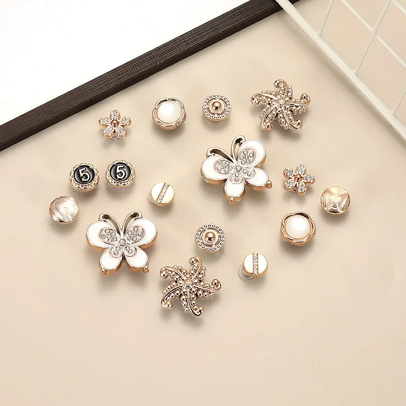 Shoe Charm DIY Pins Rhinestones Butterfly Starfish Decoration Buckle for Hole Shoe Charms Set Accessories Kids Girls Gift