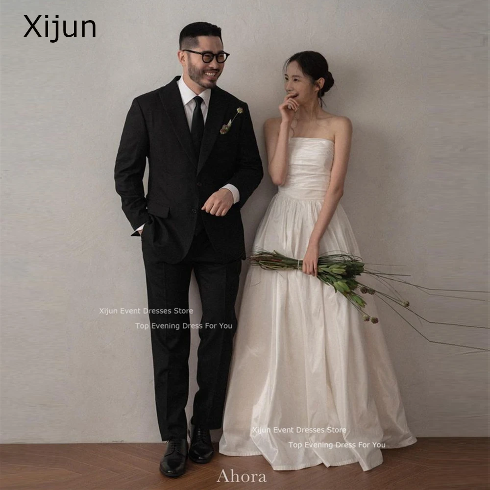 

Xijun Ivory A-Line Wedding Dresses Sleeveless Photo Shoot Prom Dresses Satin Formal For Korean Bridal Gowns 2023 Simple Women