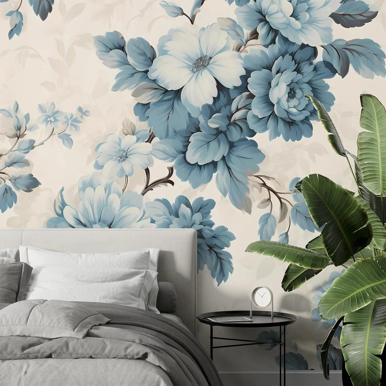 Custom Photo Wallpaper Vintage Blue Floral Wall Mural Peony Flower Wall Paper for Living Room TV Sofa Background Mural