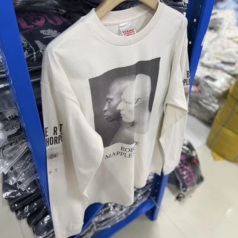 Saint Long Sleeve T-shirts High Quality Artist Pattem Hiphop Cotton Oversized Men's Women's Loose Tee Tops
