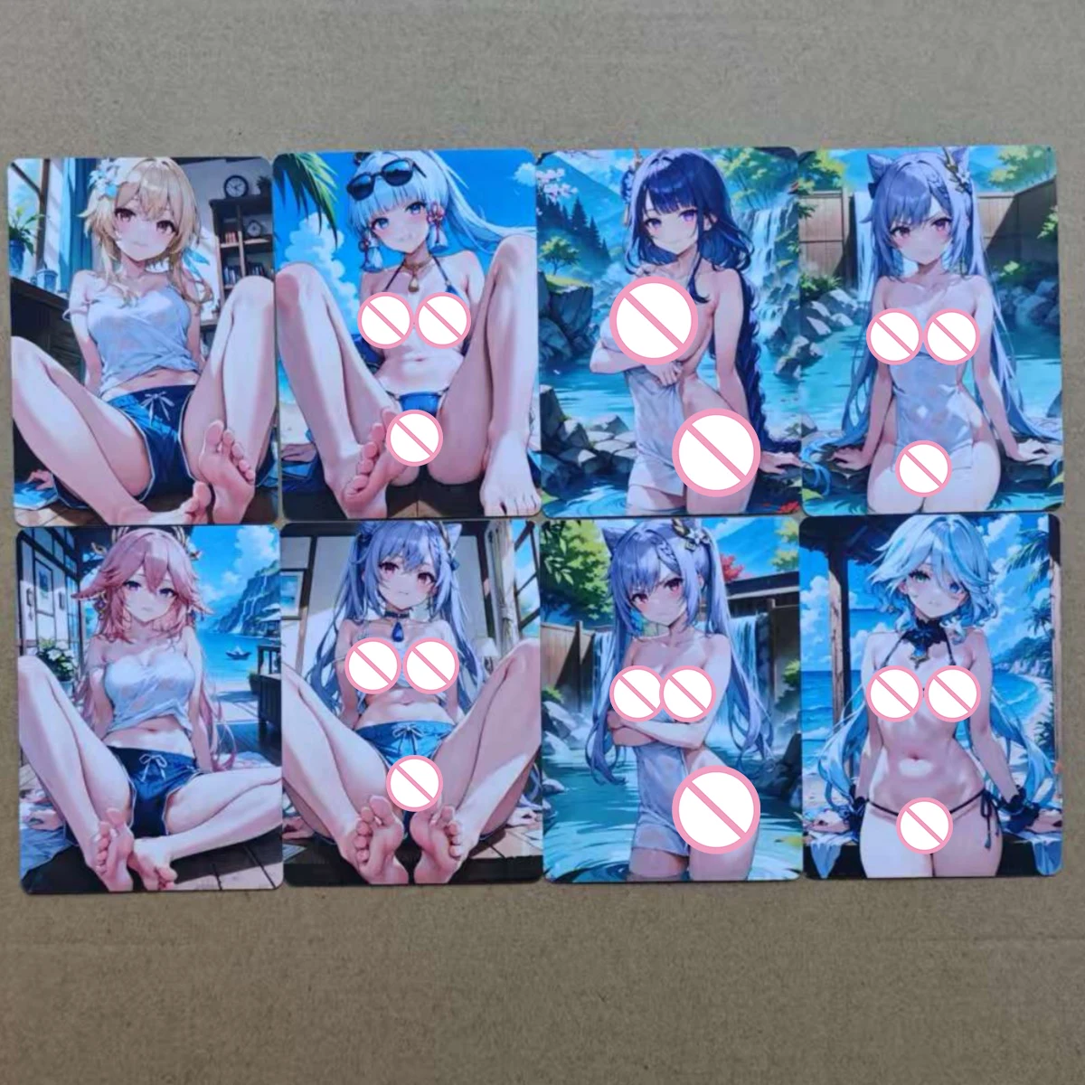 Double Side 8PCS/Set Sexy Cards Genshin Impact NSFW Cards Firefly Keqing Raiden Shogun 18+ Game Collection Card