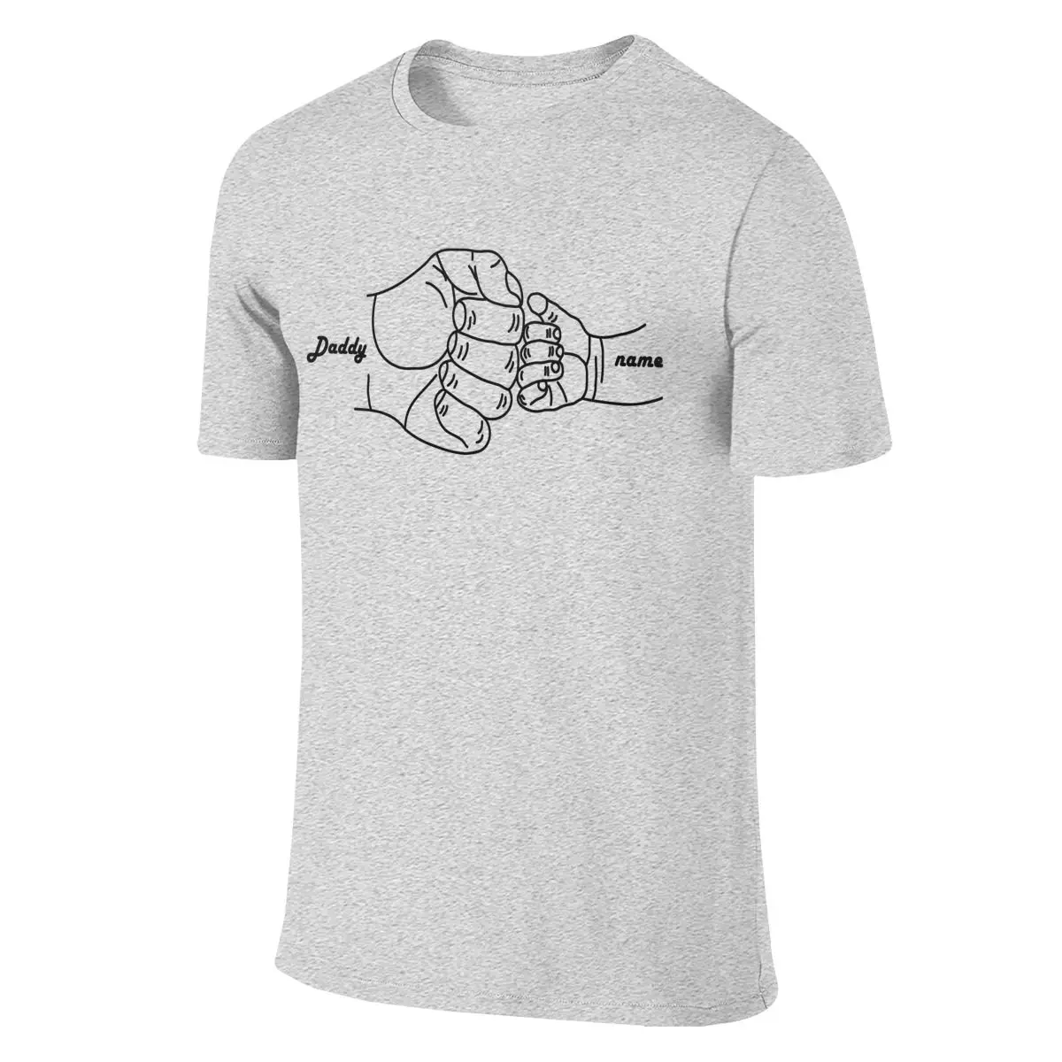 Hand-Painted Dad Child Fist Bump Father's Day Special Dad T-Shirt Personalized Grandpa Graphics Fun and Cute Holiday Gift Top