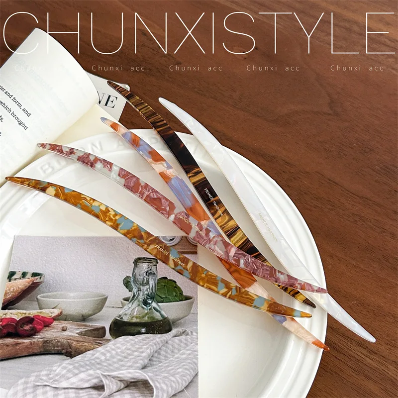 Minimalist Acetate Hair Pin 2025 New Ancient Chinese Style Bun Stick for Women Office Elegant Updo Accessory