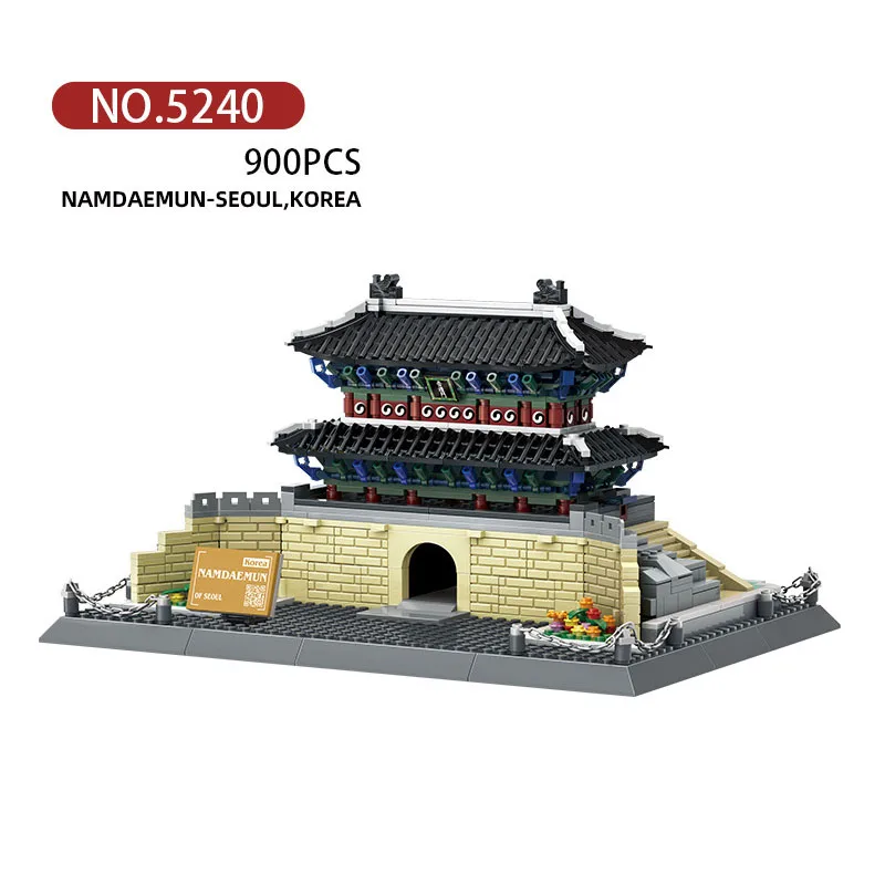 Creative Seoul Korea Historical Ancient Architecture Build Block Chongli Gate Construction Model Brick Toy Collection For Gift