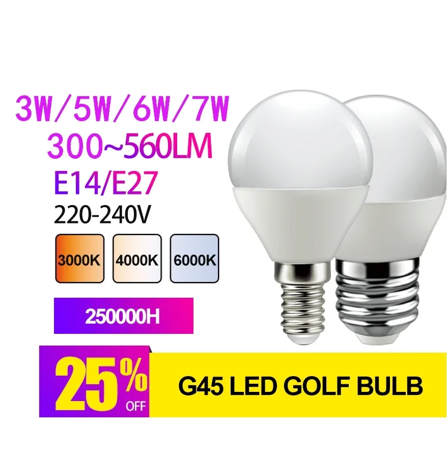 (buy 2 Get 1 Free)led Bulb For Home Decoration Office G45 1pcs 5w E14 E27 AC220V 3000k 4000K 6000k 220v-240v Led Lamp Bombillas