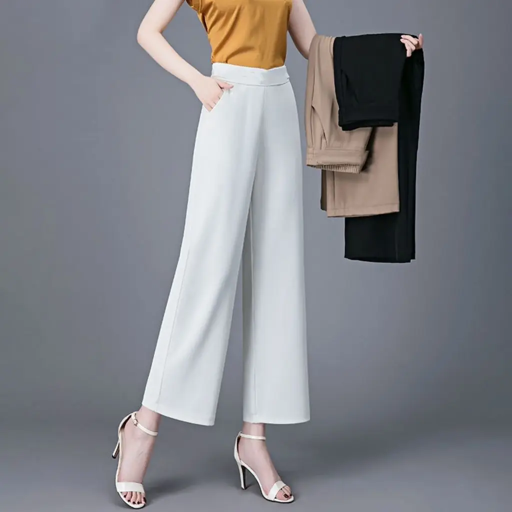 

Women Pants Spring Office Lady Long Trousers 2024 New Autumn Soring Solid Loose High Waist Pant Vestodo Female Pants W256