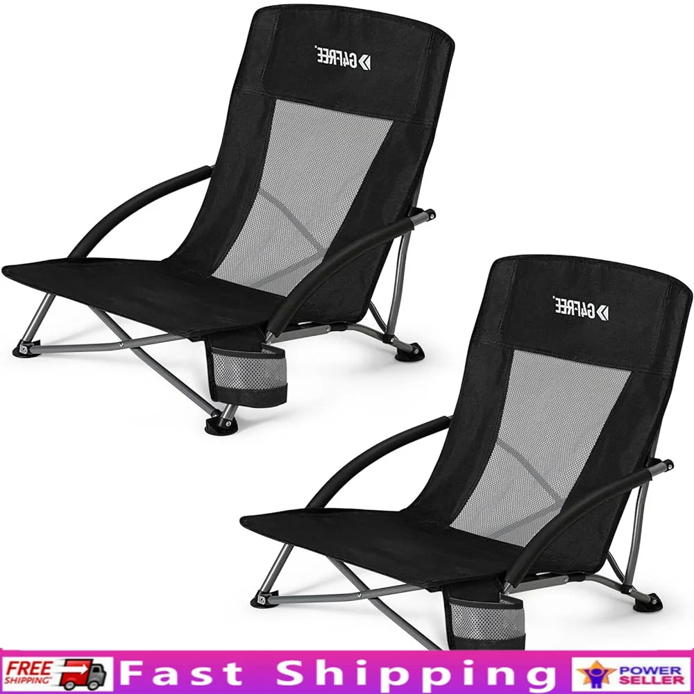 

Portable Folding Backpack Beach Chair with Mesh Back Sturdy Aluminum Frame Comfortable Armrests Cup Holder Camping Picnic