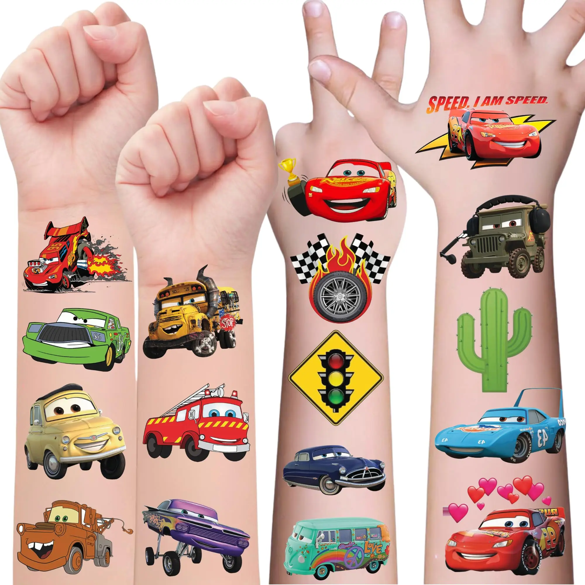 1/4pcs Racing Car Temporary Tattoos Lightning McQueen Birthday Party Favors Decorations Supplies Gifts Goodie Bag Fillers