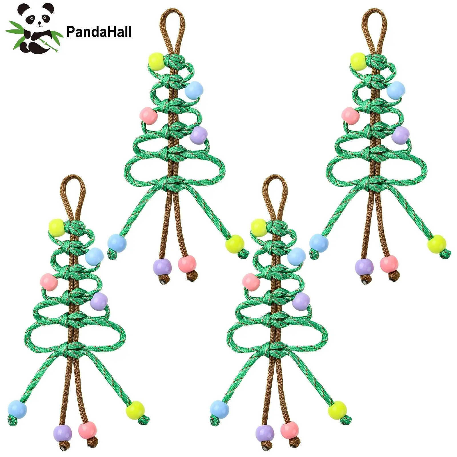 PandaHall 4 Stück Polyester-Hängeornamente für Weihnachtsbäume, grün, 205 x 74 mm, für Weihnachten, Feiertage, Schmuckherstellung, Basteln – Detail 1