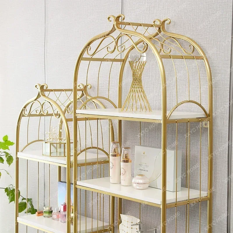 Nordic Golden Iron Storage Rack Living Room Sundries Bookcase Floor Stand Multi-layer Display Shelf Home Furniture Accessories