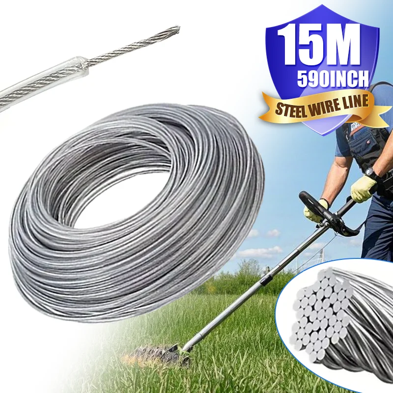 VARIEA - 2pcs, sturdy and durable 49.2FT steel wire nylon lawn mower line -2.0/2.4/2.7/3.0/3.5 mm, suitable for lawn mowers