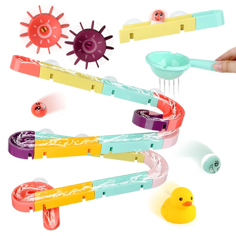 DIY Baby Bath Toys Run Assembling Track Bathroom Water Game For Children Bathtub Bath Shower Kids Play Water Spray Toy Set Kids