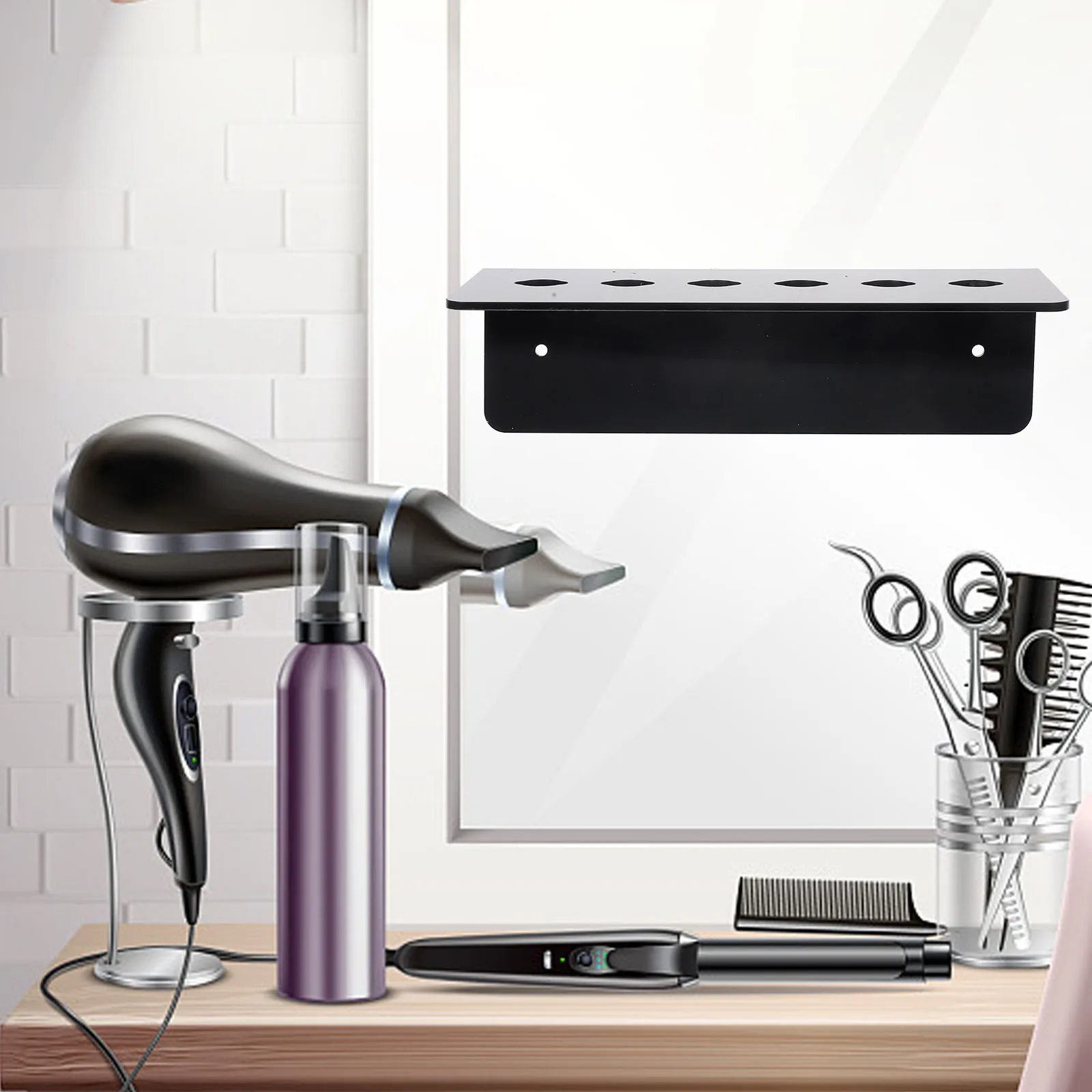 

Органайзер для парикмахерских инструментов, акриловый держатель для ножниц, 8-отверстий, дисплей для хранения ножниц для салона, профессиональная настройка для ухода за волосами