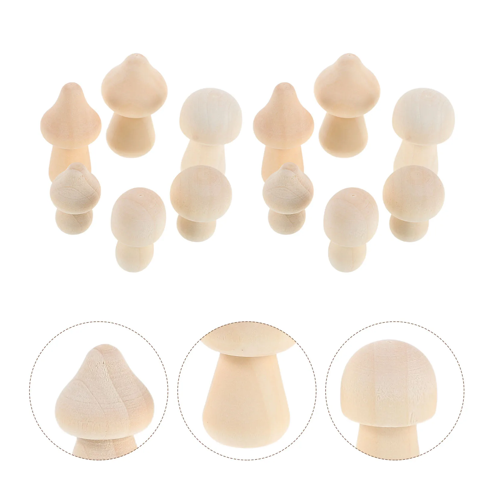 

42 Pcs Wooden Mushroom Ornaments Decorative Mushrooms Set Miniature Figurines Child