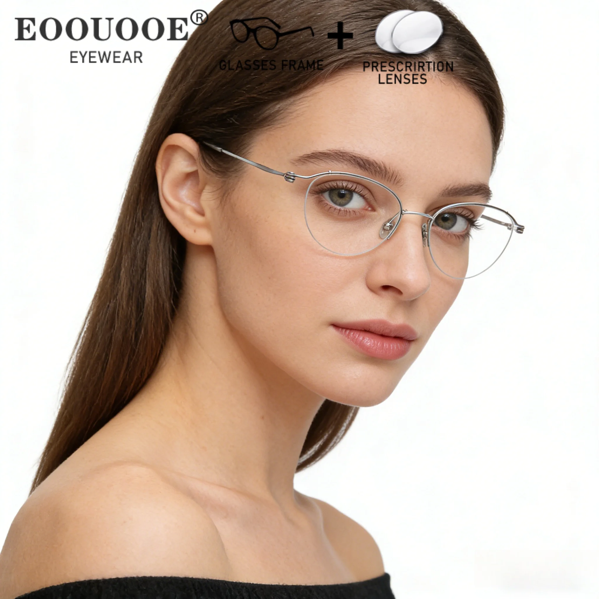 6g Ultralight Pure Titanium Women Half Glasses Prescription Lenses Progressive Myopia Reading Hyperopia Anti Scratch Eyeglasses