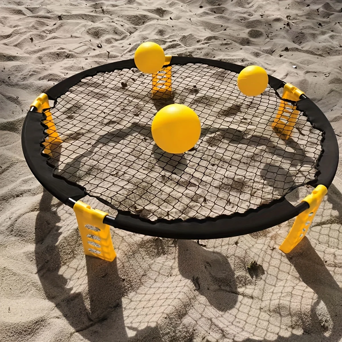 Mini Beach Volleyball Hitting Game Set, Outdoor Indoor Team Sports Lawn Fitness Equipment, Includes 2 Balls, Yellow-green