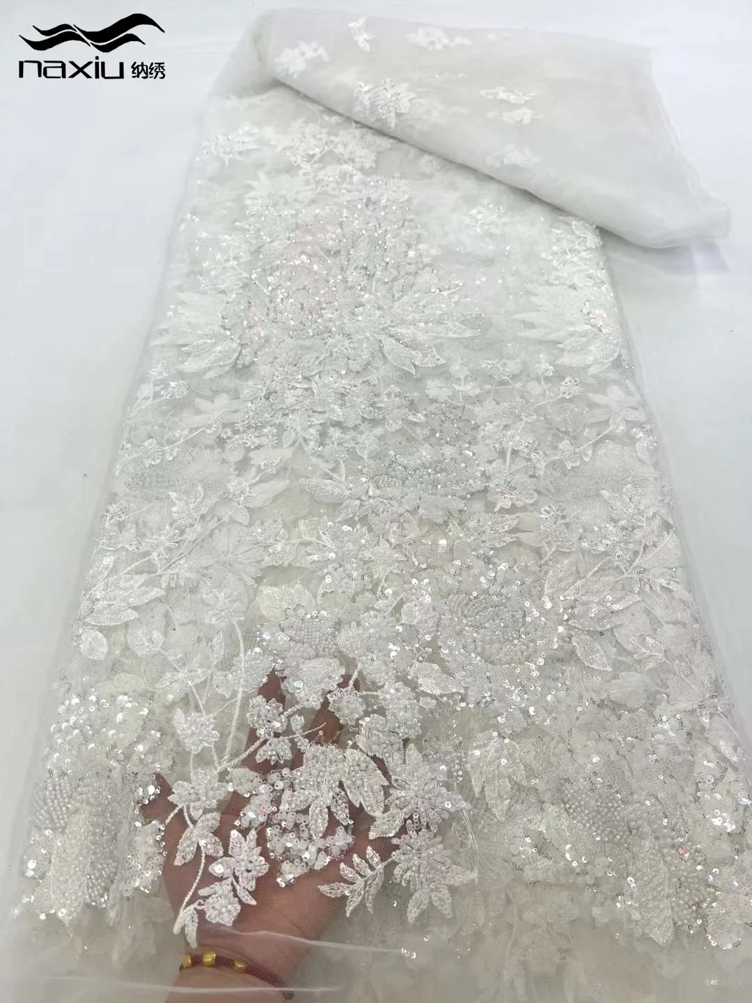

Madison-African Lace Fabric, Heavy Beaded Tulle, Nigerian Sequins, Wedding Dress Sew, French, High Quality, 2024