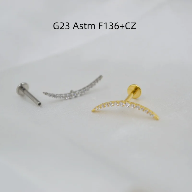 10pcs G23 Titanium ASTM F136 Butterfly CZ Lip Labret Bar Ear Helix Tragus Rook Bar Body Piercing Jewelry New Shine